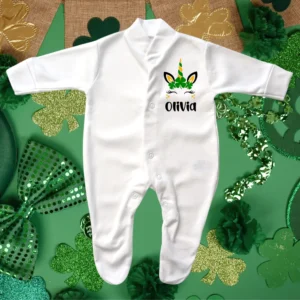 Prem Baby St Patricks Day Unicorn Sleepsuit