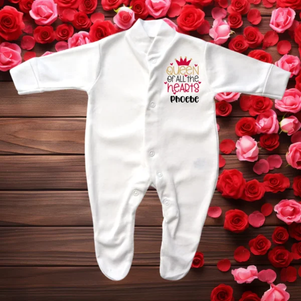 Premature Queen Of All The Hearts Sleepsuit