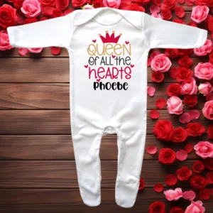 Queen Of All The Hearts Envelope Neck Sleepsuit