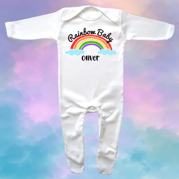 Rainbow Baby Clouds Envelope Neck Sleepsuit