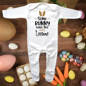 Some Bunny Loves You Envelope Neck Sleepsuit