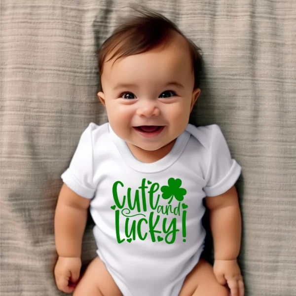 St Patricks Day Cute And Lucky Baby Vest