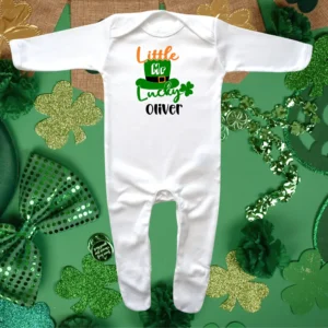 St Patricks Day Little Mr Lucky Envelope Neck Sleepsuit