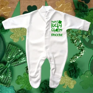 St Patricks Day Mum's Lucky Charm Sleepsuit