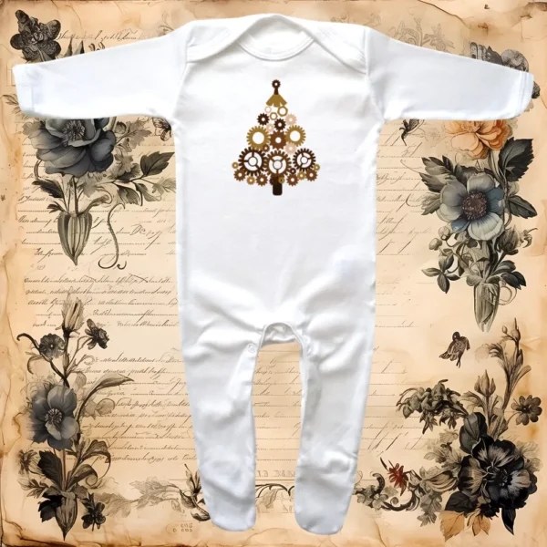 Steampunk Christmas Tree Envelope Neck Sleepsuit