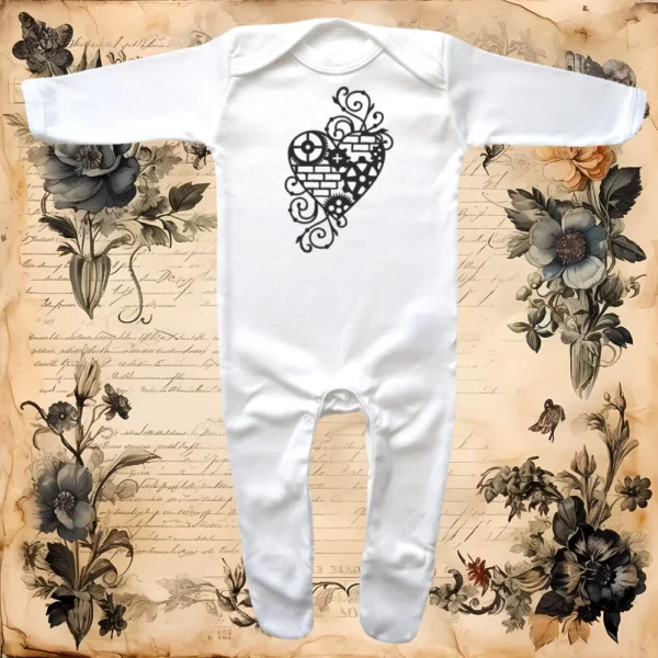 Steampunk Fancy Heart Envelope Neck Sleepsuit