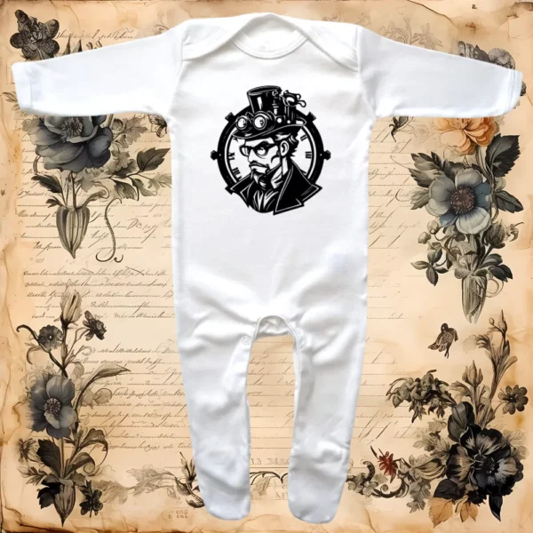 Steampunk Gentleman Clock Envelope Neck Sleepsuit