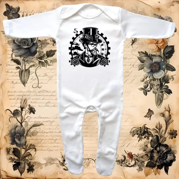 Steampunk Gentleman Clouds Envelope Neck Sleepsuit