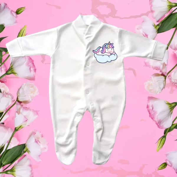 Tiny Baby Unicorn Sleeping Cloud Sleepsuit