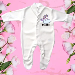 Tiny Baby Unicorn Winking Cloud Sleepsuit