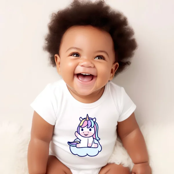 Unicorn Sitting Cloud Wave Baby Vest