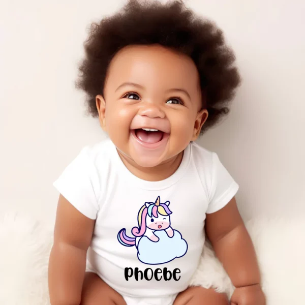 Unicorn Winking Cloud Baby Vest