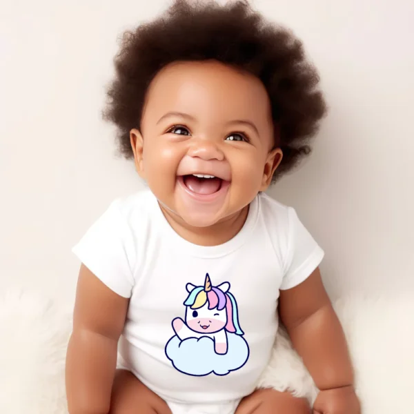 Unicorn Winking Cloud Wave Baby Vest