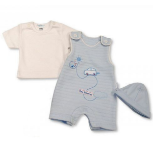 Premature Baby Boys 3 pc Dungaree Set Day Dreamer