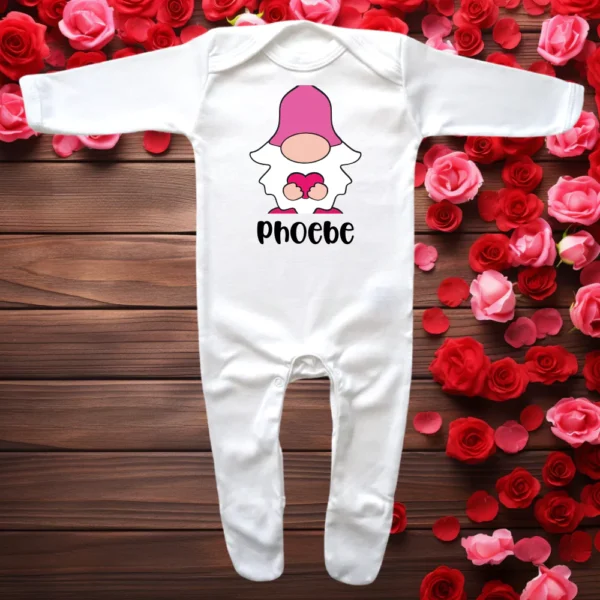 Valentine Gnome Envelope Neck Sleepsuit