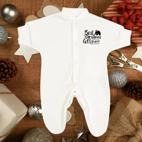 Best Christmas Gift Ever Elephant Micro Prem Sleepsuit