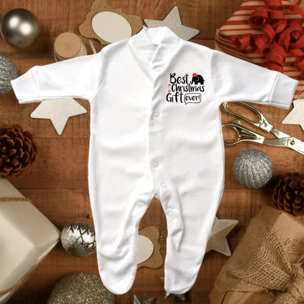 Best Christmas Gift Ever Elephant Sleepsuit