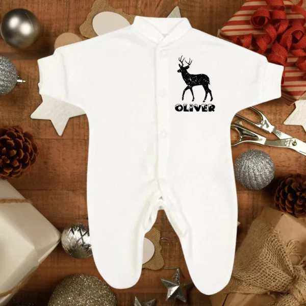 Distressed Reindeer Micro Prem Sleepsuit