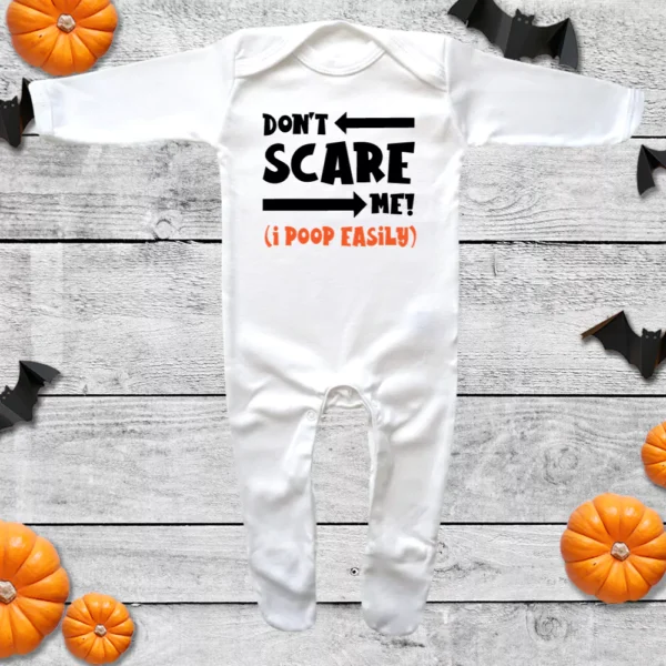 Don't Scare Me (I Poop Easily) Halloween Envelope Neck Sleepsuit