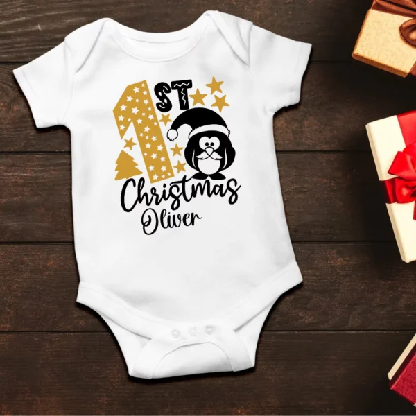 Gold 1st Christmas Penguin Vest