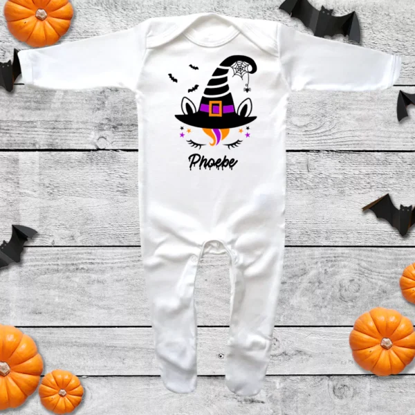 Halloween Unicorn Witch Envelope Neck Sleepsuit