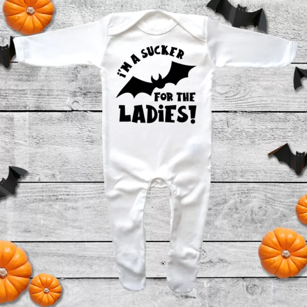 I'm A Sucker For The Ladies Halloween Envelope Neck Sleepsuit