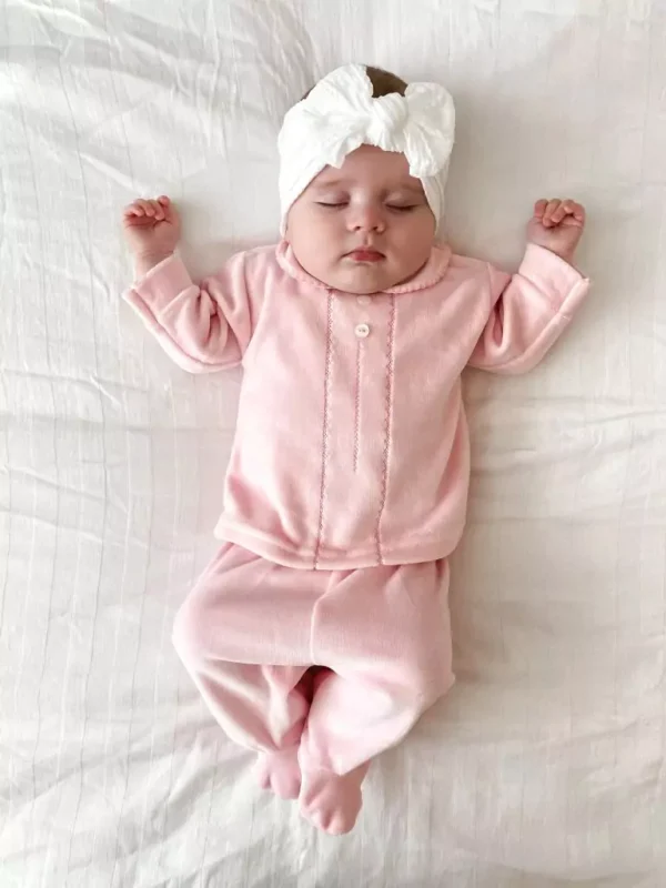 Premature Baby Girl Pink Classic Velour 2pc Set (3-5lb) - Image 3