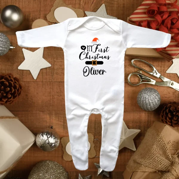 My First Christmas Envelope Neck Sleepsuit