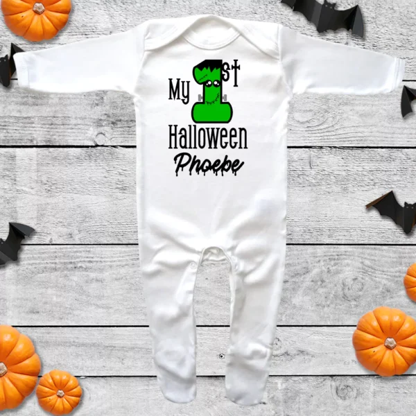 My First Halloween Frankenstein Envelope Neck Sleepsuit