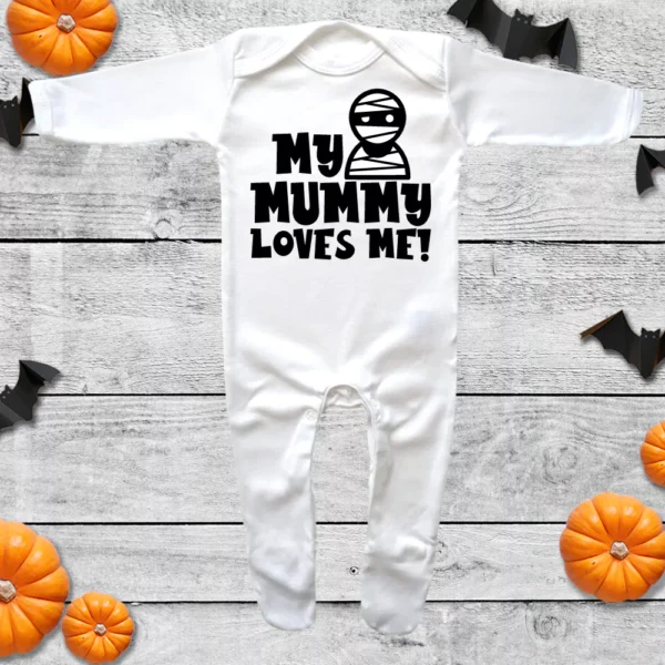 My Mummy Loves Me Halloween Envelope Neck Sleepsuit