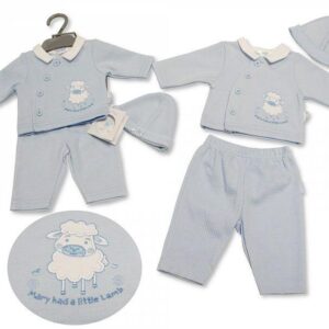 Premature Baby Boys Little Lamb 3-Piece Set