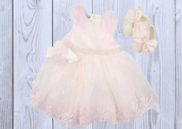 Baby Girl Ivory/Pink Dress 3 piece set