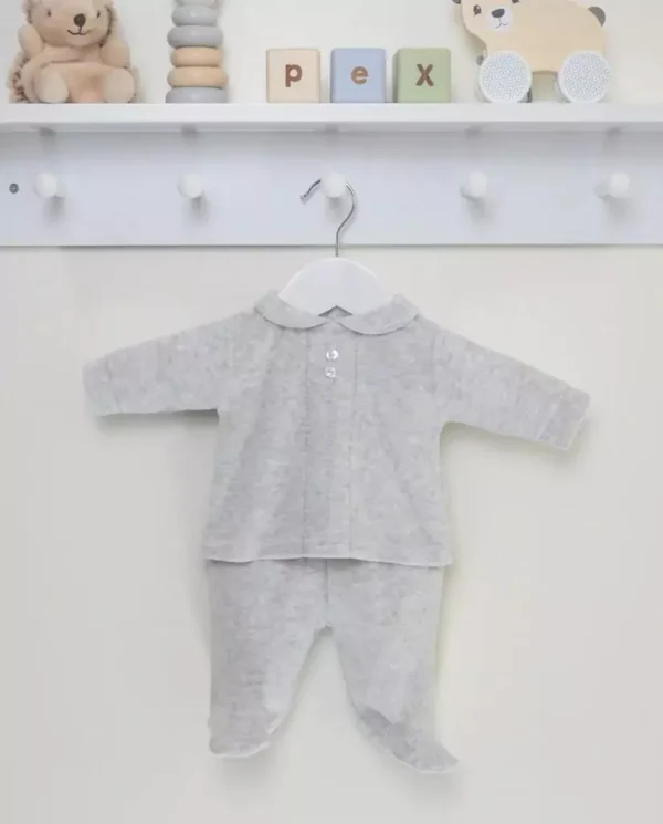 Premature Baby Grey Classic Velour 2pc Set (3-5lb) - Image 2