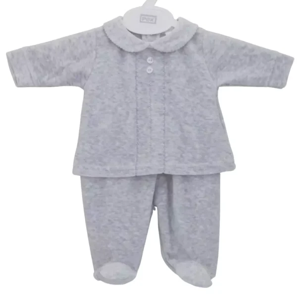 Premature Baby Grey Classic Velour 2pc Set (3-5lb)