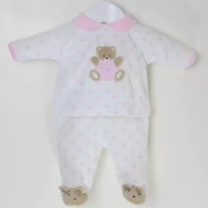 Premature Baby Girl Outfit Teddy Pink Velour (3-5lb)
