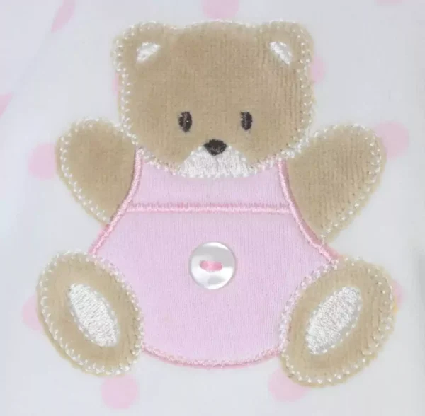 Premature Baby Girl Outfit Teddy Pink Velour (3-5lb) - Image 3