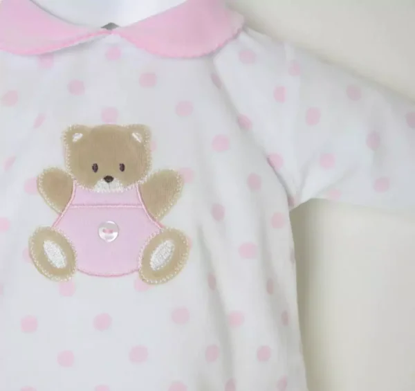 Premature Baby Girl Outfit Teddy Pink Velour (3-5lb) - Image 2