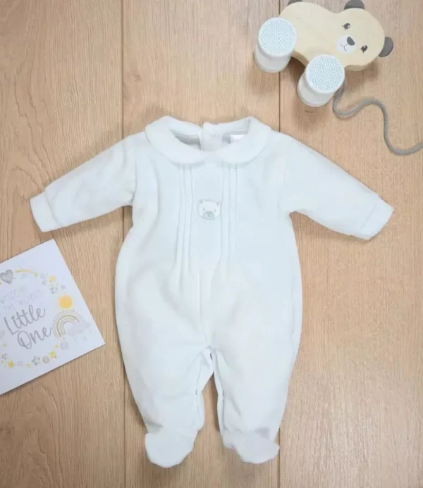 Premature Baby Bear Velour Sleepsuit White (3-5lb) - Image 2