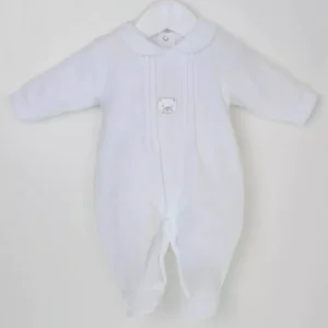 Premature Baby Bear Velour Sleepsuit White (3-5lb)