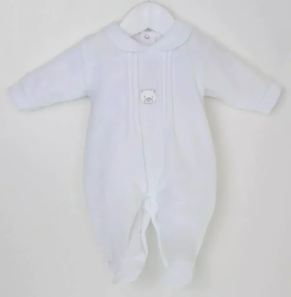 Premature Baby Bear Velour Sleepsuit White (3-5lb)