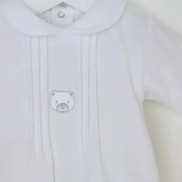 Premature Baby Bear Velour Sleepsuit White (3-5lb) - Image 3