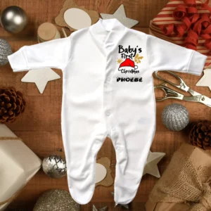 Tiny Baby's First Christmas Santa Hat Sleepsuit