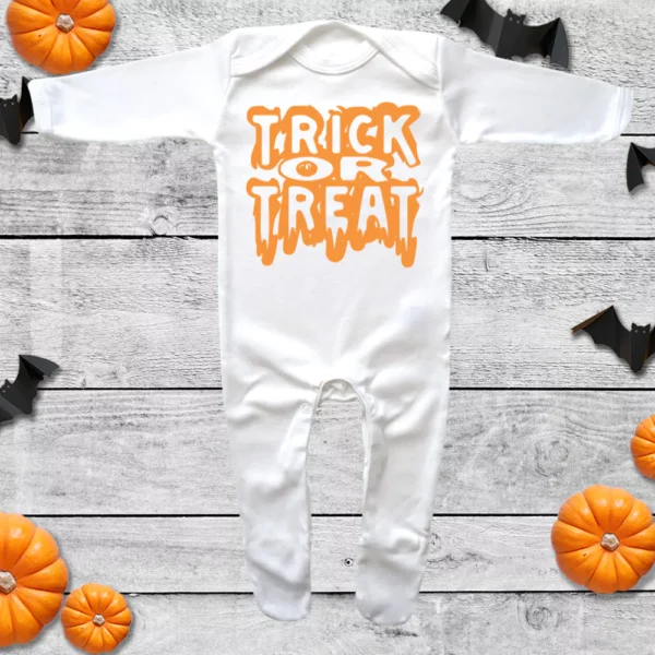 Trick Or Treat Orange Envelope Neck Sleepsuit