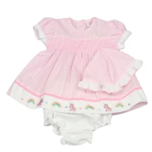 Premature baby Pinstriped Unicorn Dress Set