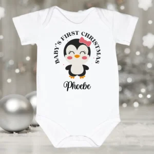 Baby's First Christmas Girl Penguin Vest