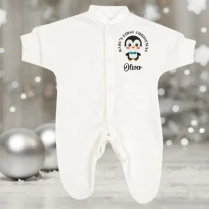 Micro Prem Baby's First Christmas Boy Penguin Sleepsuit