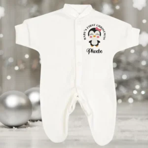 Micro Prem Baby's First Christmas Girl Penguin Sleepsuit