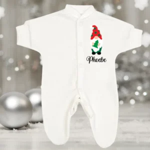 Micro Prem Personalised Christmas Tree Gnome Sleepsuit