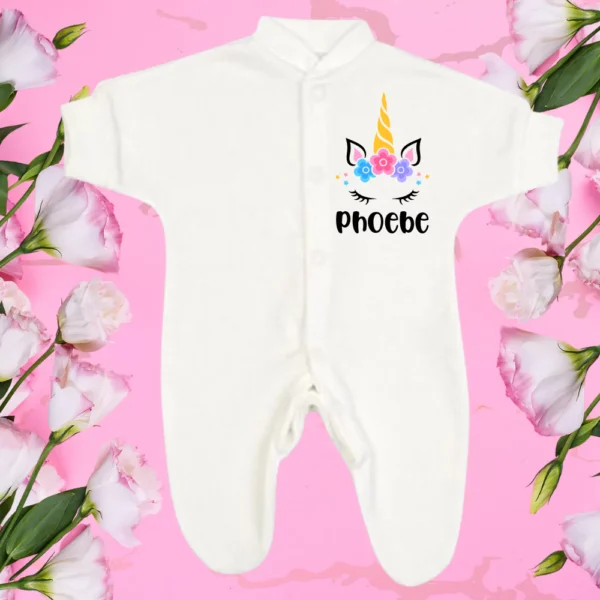 Micro Prem Unicorn Flowers Sleepsuit