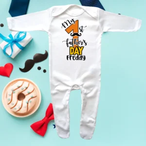 My 1st Father's Day Orange Envelope Neck Sleepsuit